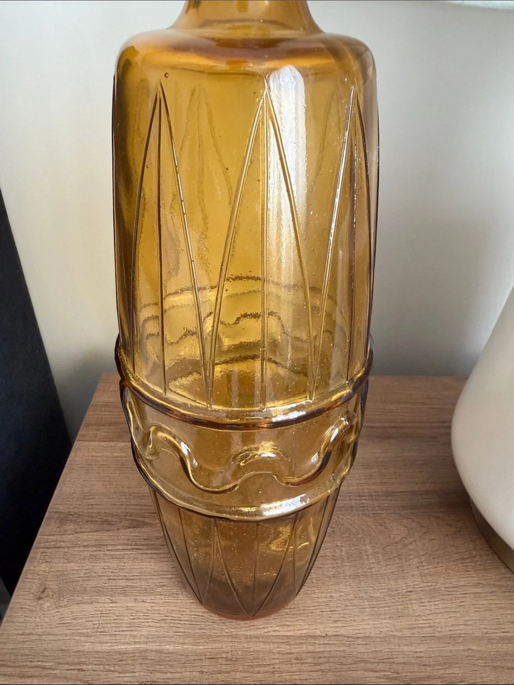 VTG Italian Amber Glass Genie Bottle Empoli